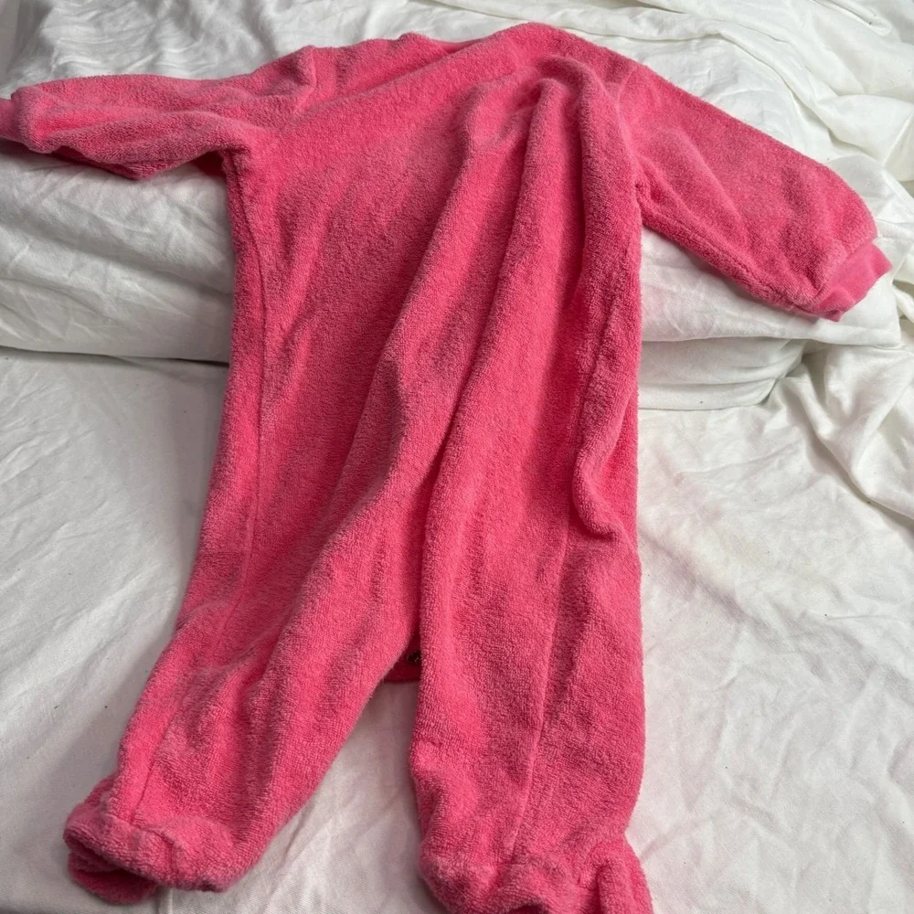 Vintage carters pink terry cloth baby footed sleeper onsie size 0-3